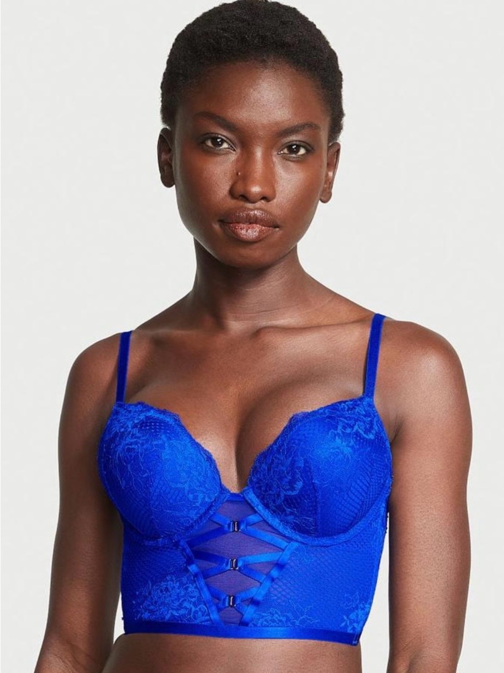 Victorias Secret Very Sexy Bombshell Strappy Fishnet Lace Push-Up Corset Top 34B